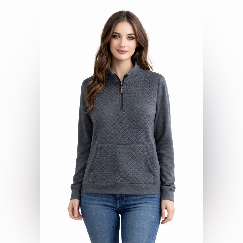 Grey 1/4 Zip Quilted Sweatshirt